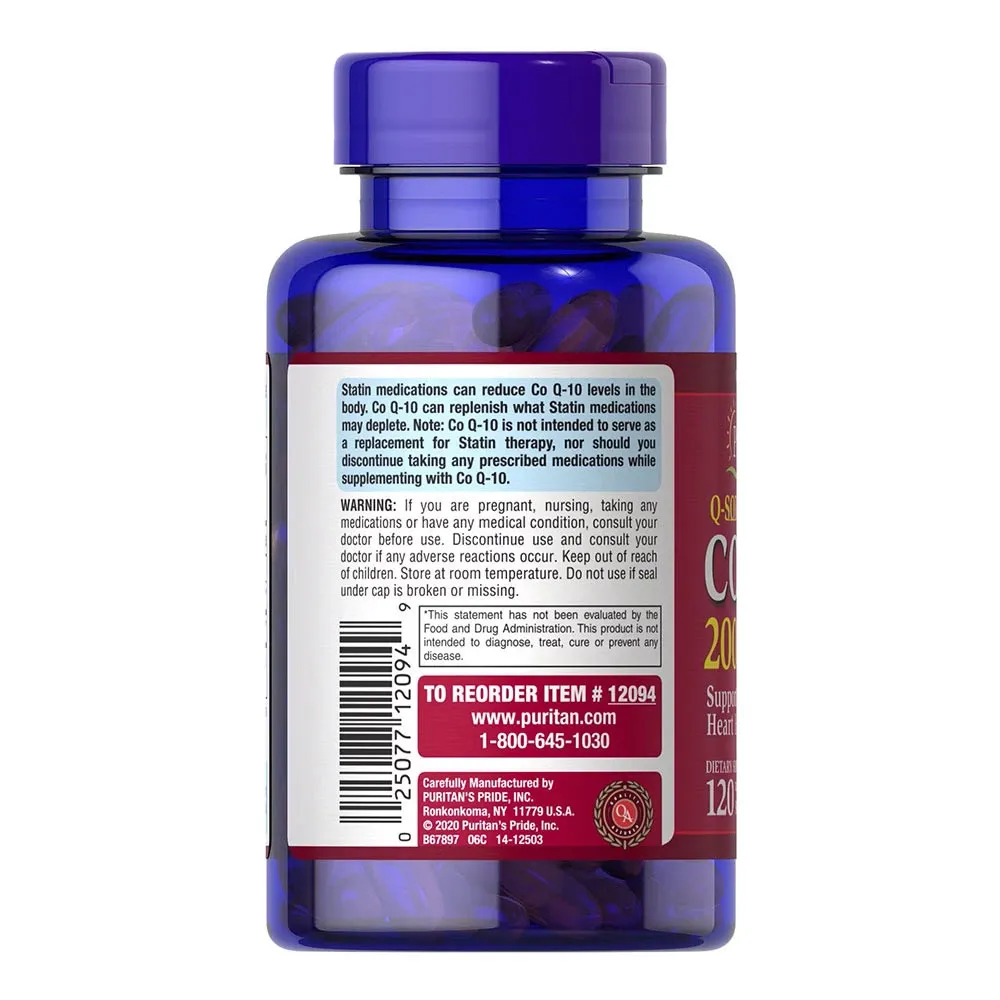 Puritans Pride CO Q-10 200 mg (120 Softgels) - Imagen 7
