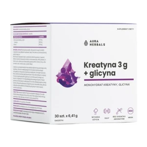 AURA HERBALS Monohidrato de creatina 3 g + sobres de Glicyne (30 unidades) - Viking Supplements