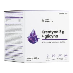 AURA HERBALS Monohidrato de creatina 5 g + sobres de Glicyne (30 unidades) - Viking Supplements