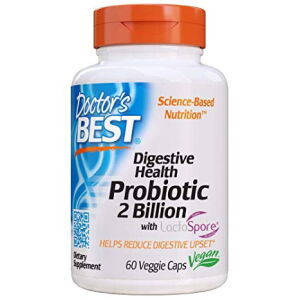 Probiótico para la salud digestiva, 2.000 millones de bacterias vivas con LactoSpore - 60 cápsulas vegetales - Viking Supplements