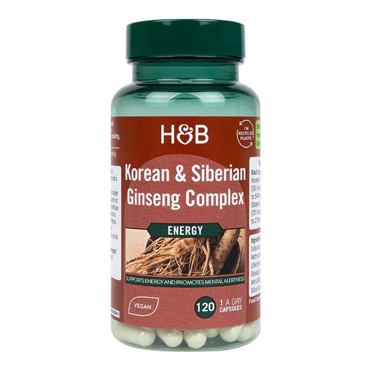 Koreansk & Sibirisk Ginseng Kompleks - 120 vegetabilske kapsler