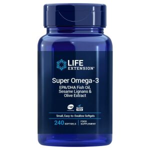 LIFE EXTENSION Super Omega-3 EPA/DHA con lignanos de sésamo y extracto de aceituna, versión UE (240 cápsulas blandas fáciles de tragar) - Viking Supplements