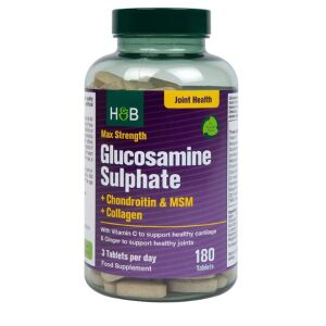 Sulfato de glucosamina de máxima potencia + condroitina y MSM + colágeno - 180 comprimidos - Viking Supplements