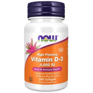 NOW FOODS Vitamina D3 4000 UI (240 cápsulas blandas) - Viking Supplements