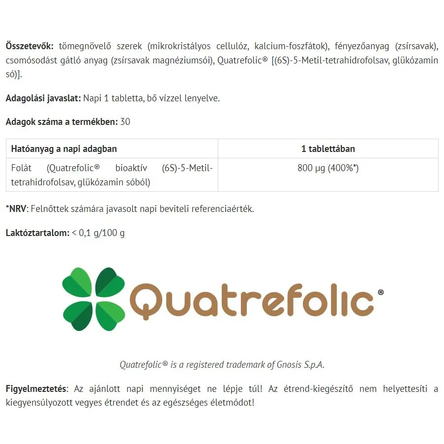 Natur Tanya Bioactive Folate (30 Tablets) - Imagen 2