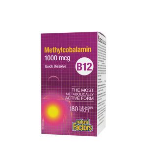 Natural Factors B12 Metilcobalamina 1000 mcg (180 comprimidos) - Viking Supplements