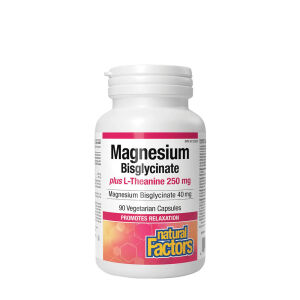 Natural Factors: Bisglicinato de magnesio 100 con L-teanina 250 mg (90 cápsulas) - Viking Supplements