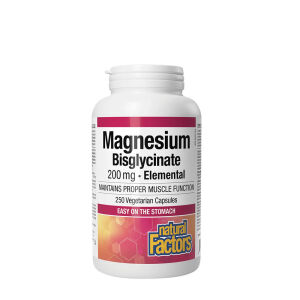 Natural Factors: Bisglicinato de magnesio puro, 200 mg (250 cápsulas) - Viking Supplements