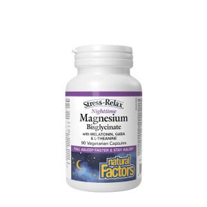 Natural Factors Stress-Relax: bisglicinato de magnesio para la noche (90 cápsulas) - Viking Supplements