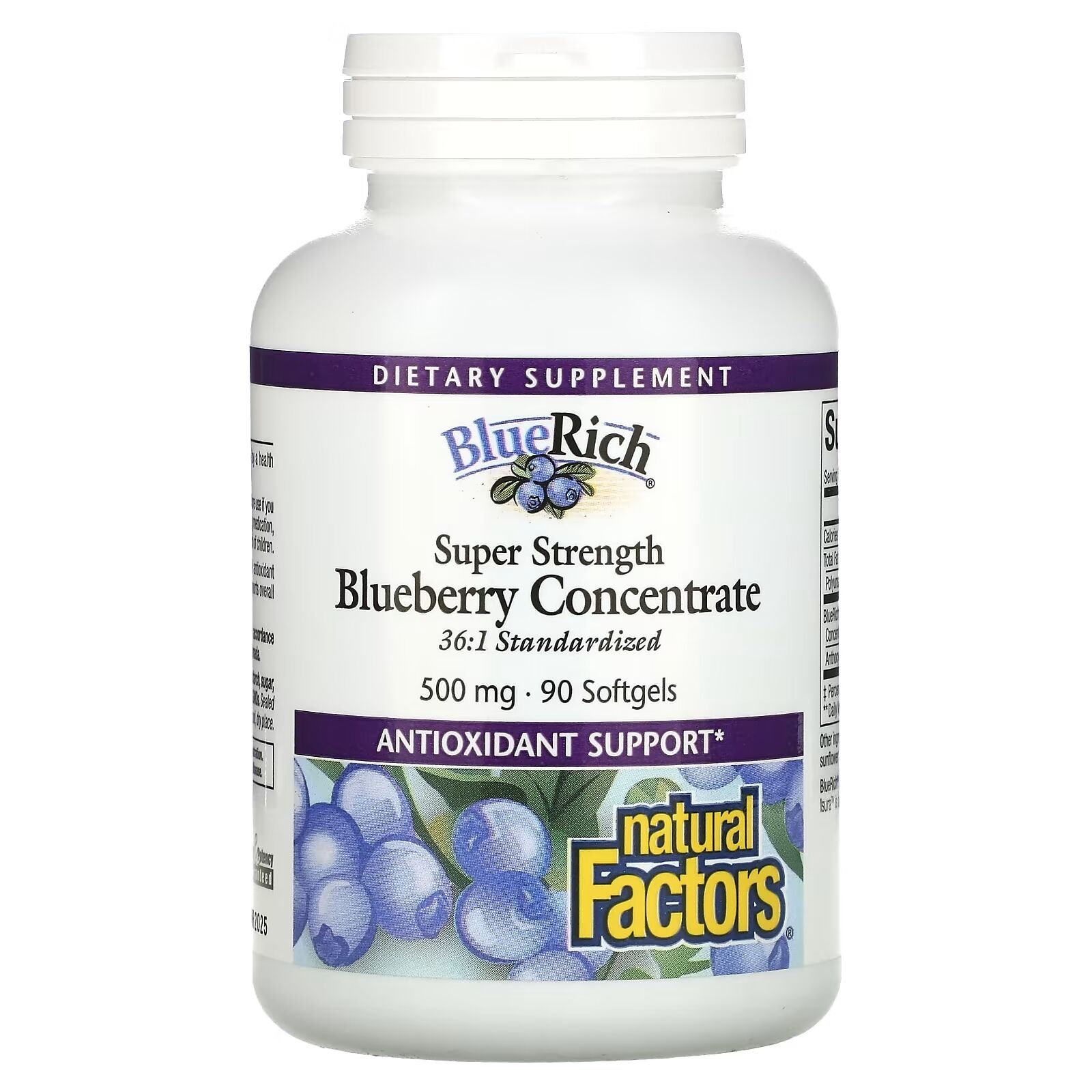 Natural Factors: Concentrado de arándanos de alta potencia, 500 mg, 90 cápsulas blandas - Viking Supplements