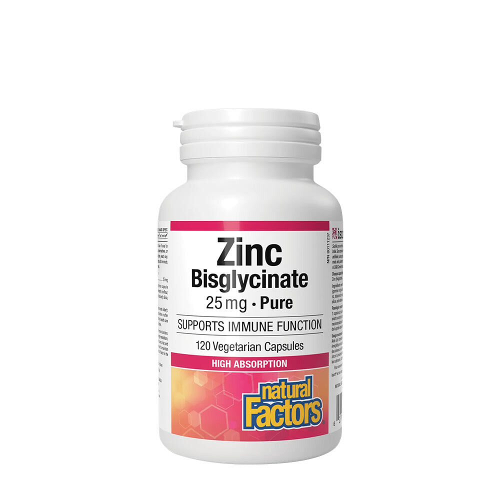 Natural Factors: Bisglicinato de zinc 25 mg (120 cápsulas) - Viking Supplements