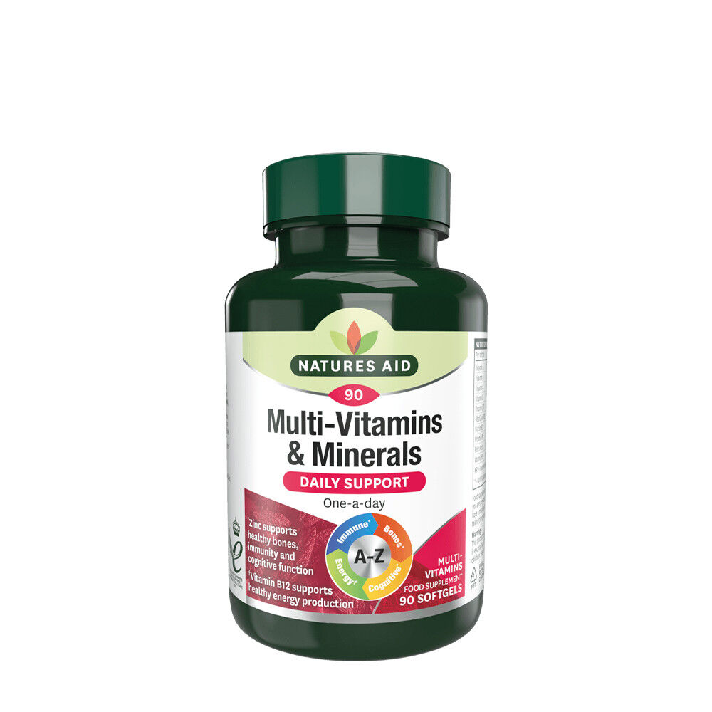 Natures Aid Multivitaminas y minerales (con hierro) (90 cápsulas blandas) - Viking Supplements