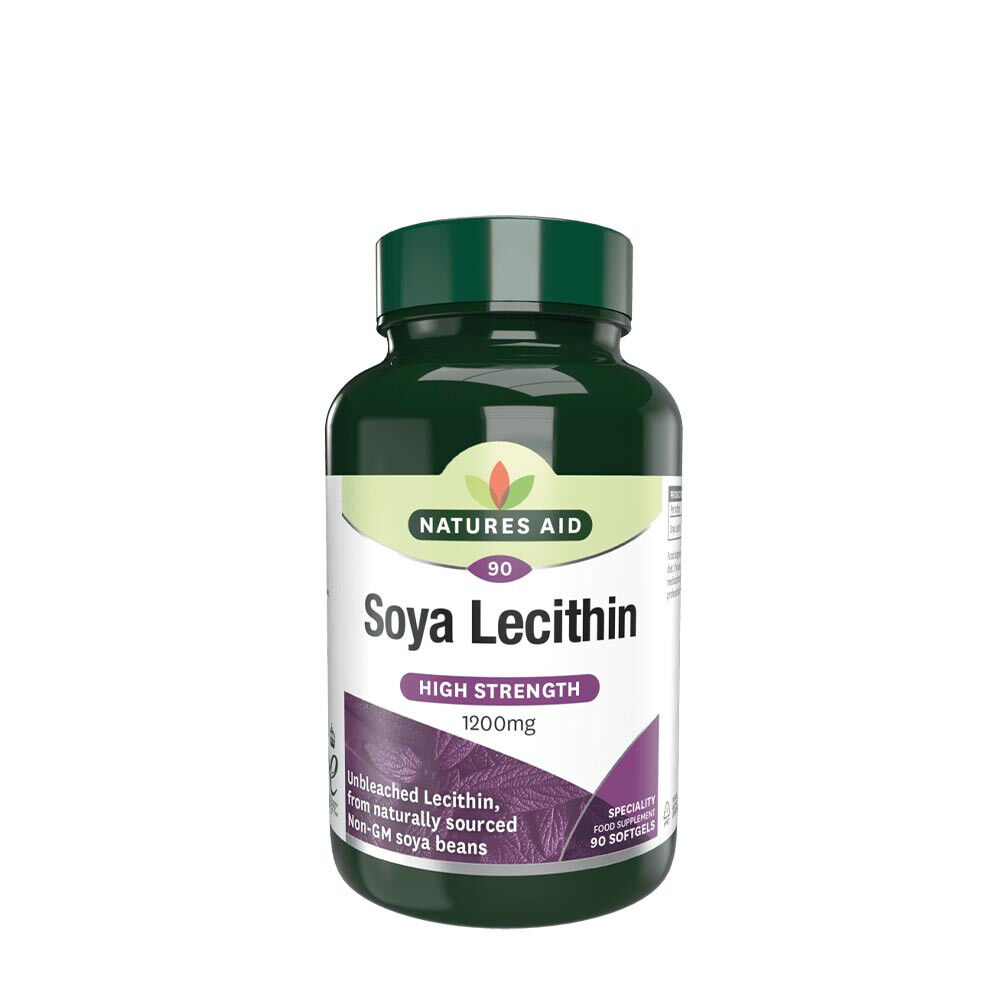 Lecitina de soja de Natures Aid, 1200 mg (90 cápsulas blandas) - Viking Supplements