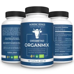 Nordic Kings 100% Mezcla orgánica de órganos de animales alimentados con pasto – 180 cápsulas - Viking Supplements