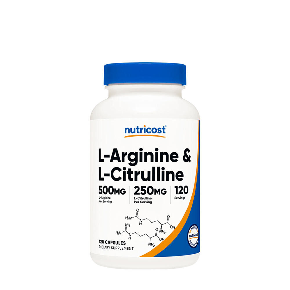 Cápsulas de complejo de L-arginina y L-citrulina de Nutricost (120 cápsulas) - Viking Supplements