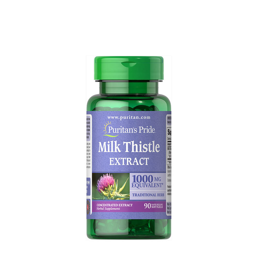 Puritans Pride: Extracto de cardo mariano 4:1, 1000 mg (silimarina) (90 cápsulas blandas) - Viking Supplements