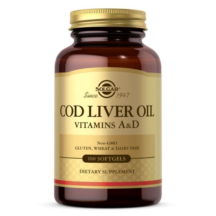 SOLGAR Aceite de hígado de bacalao - Vitaminas A y D (100 cápsulas) - Viking Supplements