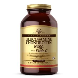 SOLGAR Glucosamina, condroitina y MSM de alta potencia con Ester-C (180 comprimidos) - Viking Supplements