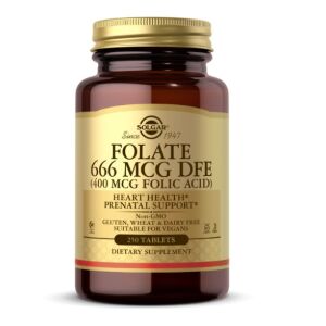 SOLGAR Folato 666 mcg DFE (400 mcg de ácido fólico) (250 comprimidos) - Viking Supplements