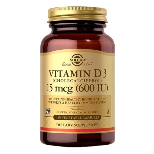 SOLGAR Vitamina D3 15 mcg (600 UI) (120 cáps.) - Viking Supplements