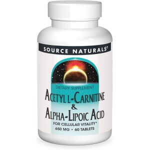 Source Naturals: Acetil-L-carnitina y ácido alfa-lipoico, 650 mg, 60 comprimidos vegetales - Viking Supplements
