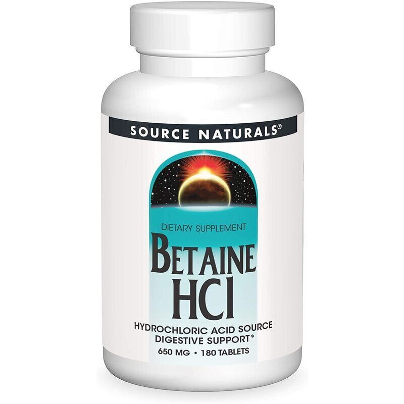 Source Naturals Betaína HCl 650 mg, 180 comprimidos - Viking Supplements