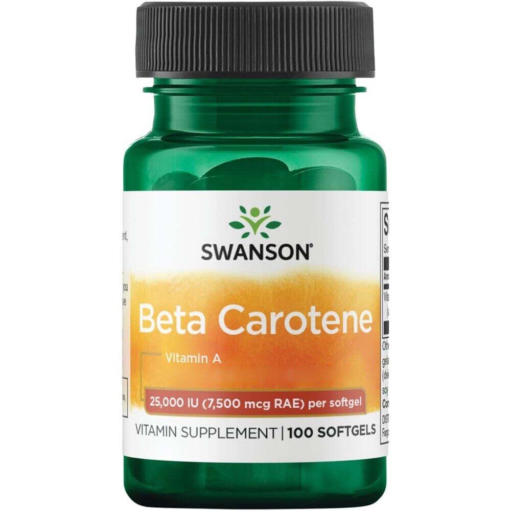 Swanson Betacaroteno 25 000 UI (7 500 mcg) 100 cápsulas blandas - Viking Supplements