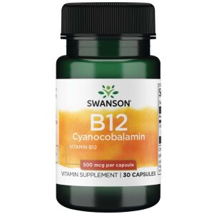 Swanson Vitamina B12 (cianocobalamina) 500 mcg, 30 cápsulas - Viking Supplements